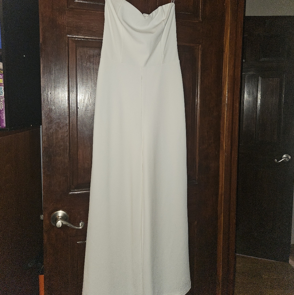 Lulu's Strapless White Jumpsuit